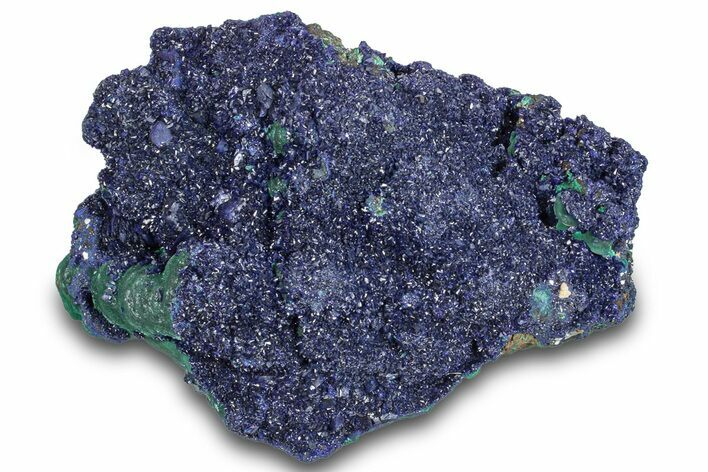 Sparkling Azurite Crystals on Fibrous Malachite - China #259655